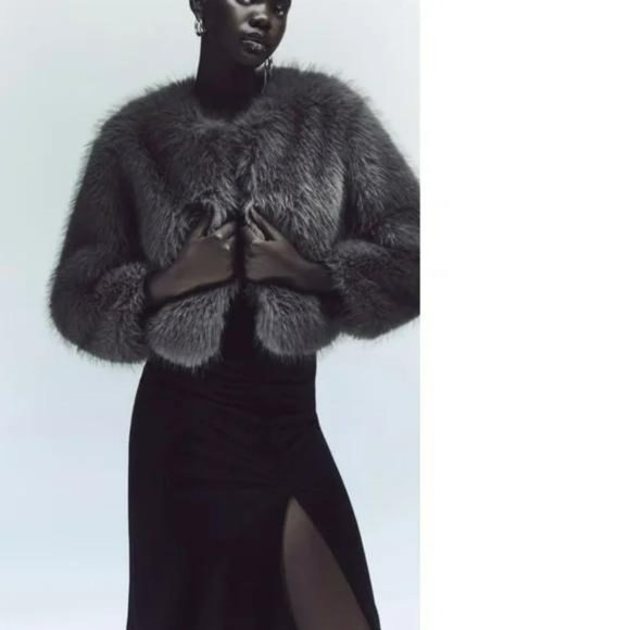 ZARA CROPPED FAUX FUR JACKET - Picture 8 of 11